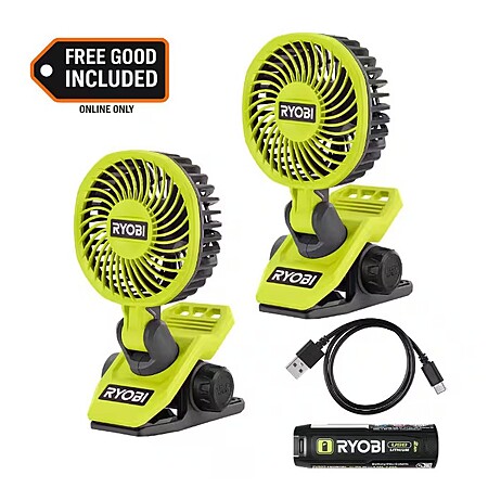 RYOBI USB Lithium clamp fan two-fan bundle